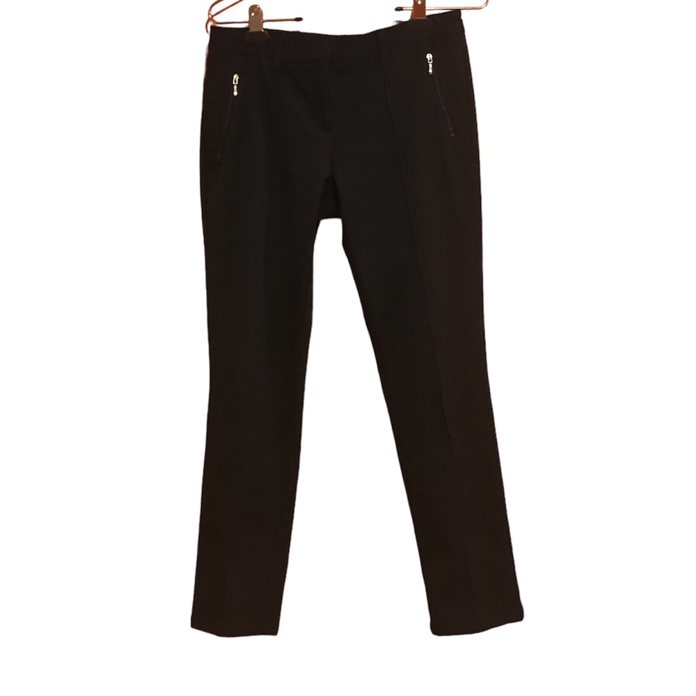 NEW YORK & COMPANY WOMEN  ZIP UP SEAM FRONT STRAIGHT  LEG BLACK PANTS Sz 2 BASIC